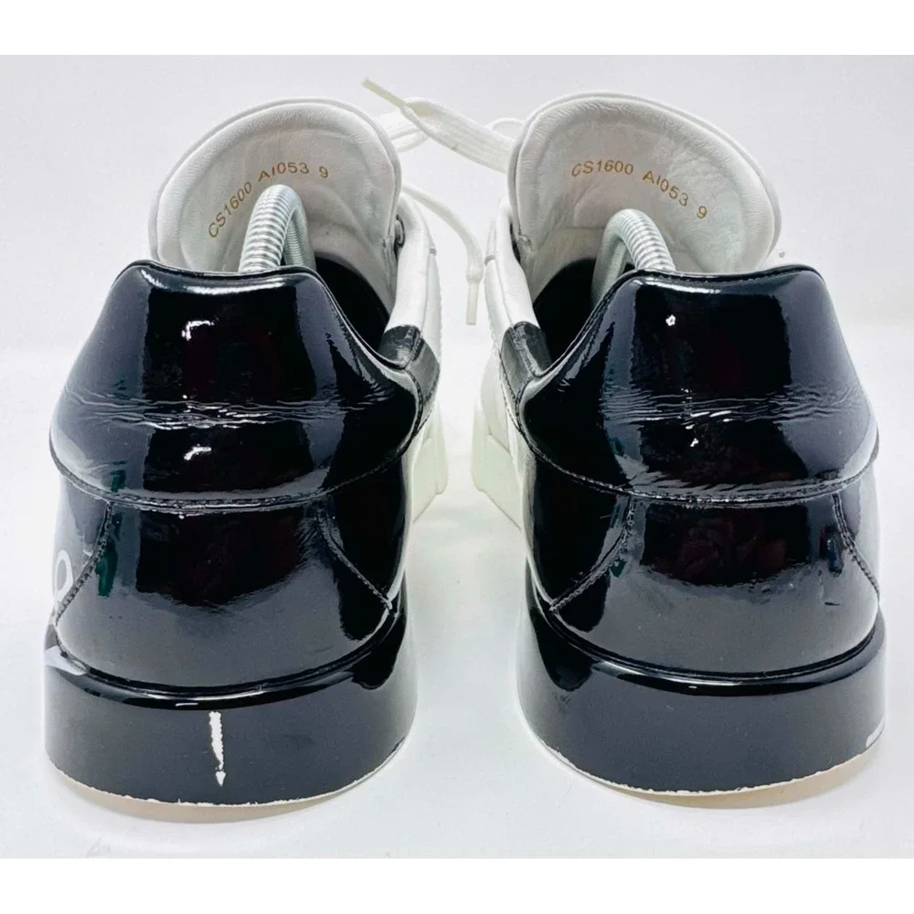 Dolce & Gabbana Portofino Logo Leather Sneakers White Black Men's 9 CS1600 Luxe
